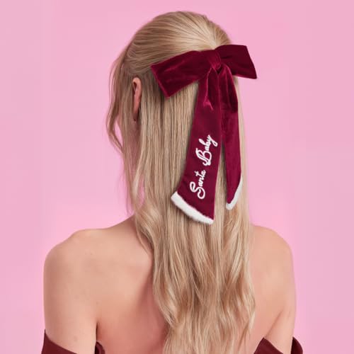 xo, Fetti Santa Baby Hair Bow | White Elephant, Red Velvet, Coquette, Hair Accessories, Girly Decorations, Christmas Party