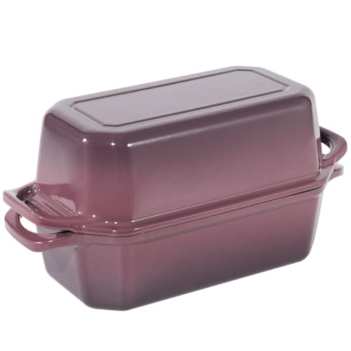 Bread Pan Cast Iron Loaf Pan with Lid Bread Loaf Pan 9x5 Inch Loaf Pan Enameled Cast Iron Sourdough Loaf Pan, DarkCyan