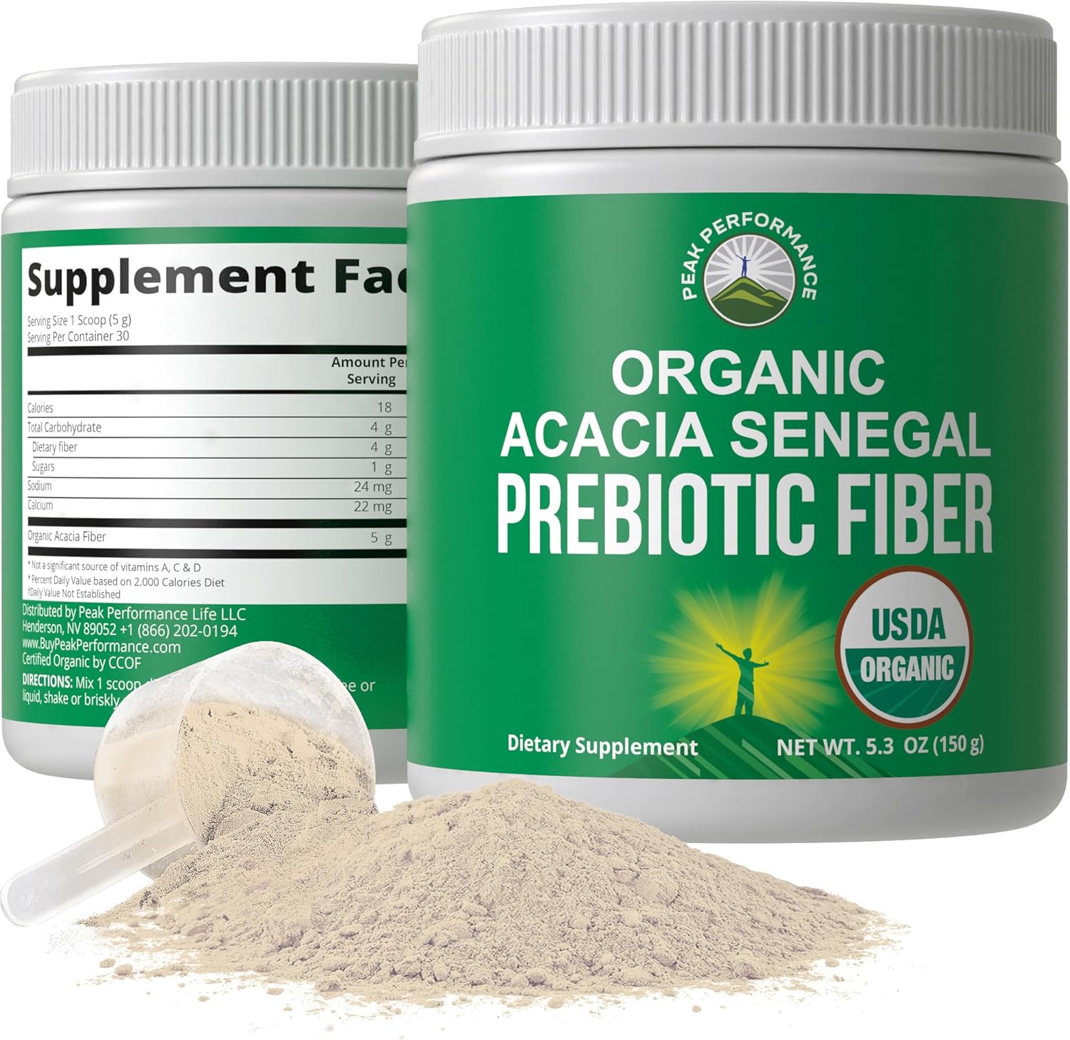 Organic Acacia Senegal Prebiotic Fiber Powder. USDA Organic Plant Based Vegan Prebiotics Supplement for Gut Health. with Digestive Enzymes for Digestion, Roughage Without Bloating, Gas
