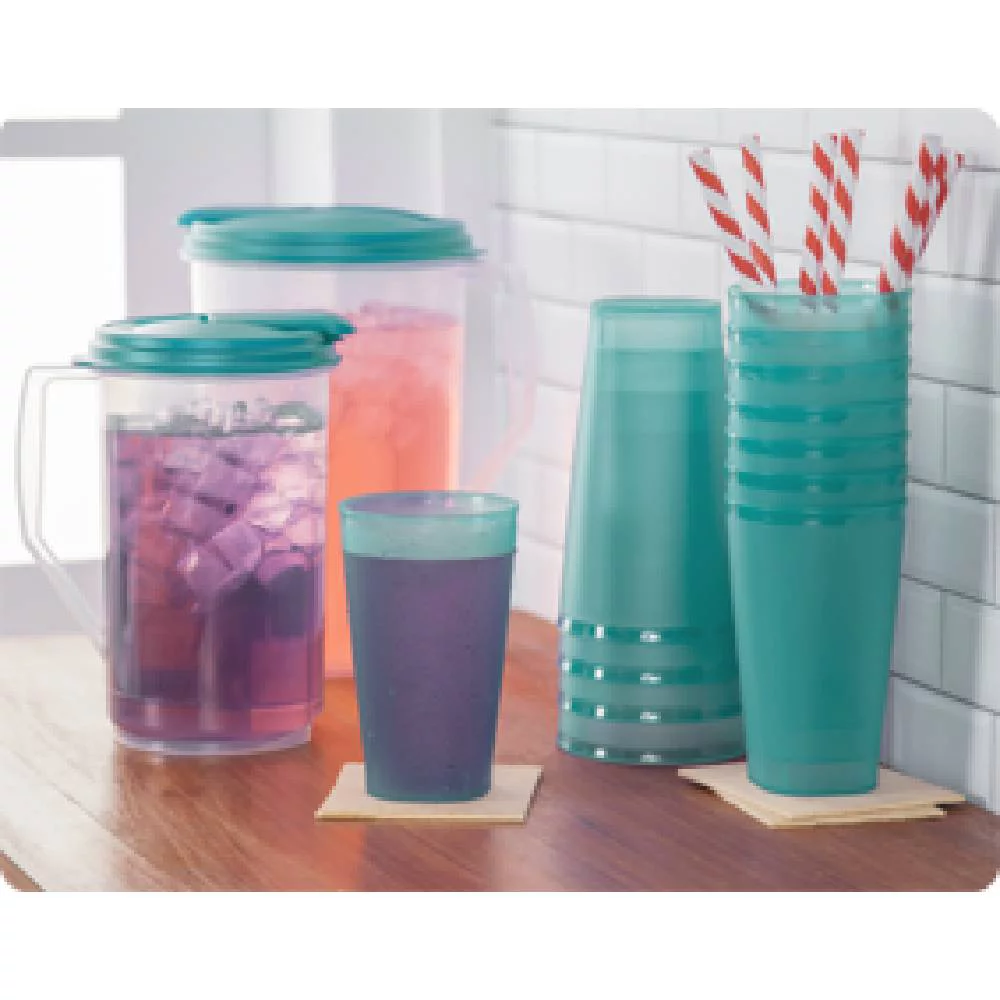 Sterilite Tumblers 0924 Set of 4 Plastic Drinking Cups 20 Ounce Blue Tint 3-Pack