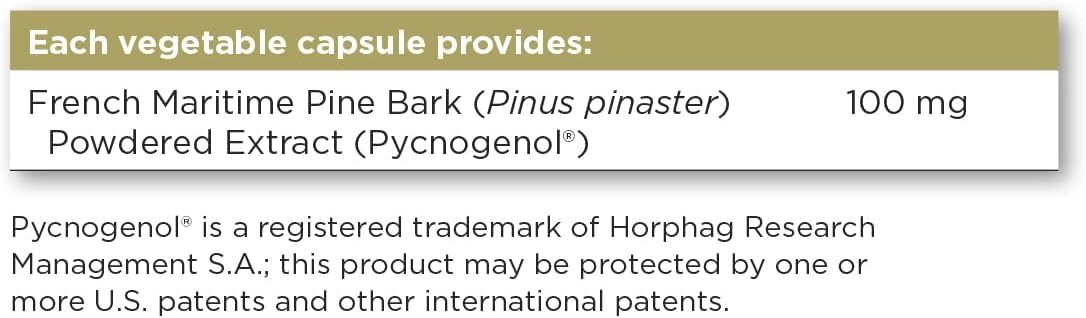 Solgar Pycnogenol 100 mg, 30 Vegetable Capsules - Antioxidant Protection - Healthy Leg & Vein Support - Non-GMO, Vegan, Gluten Free, Dairy Free, Kosher - 30 Servings