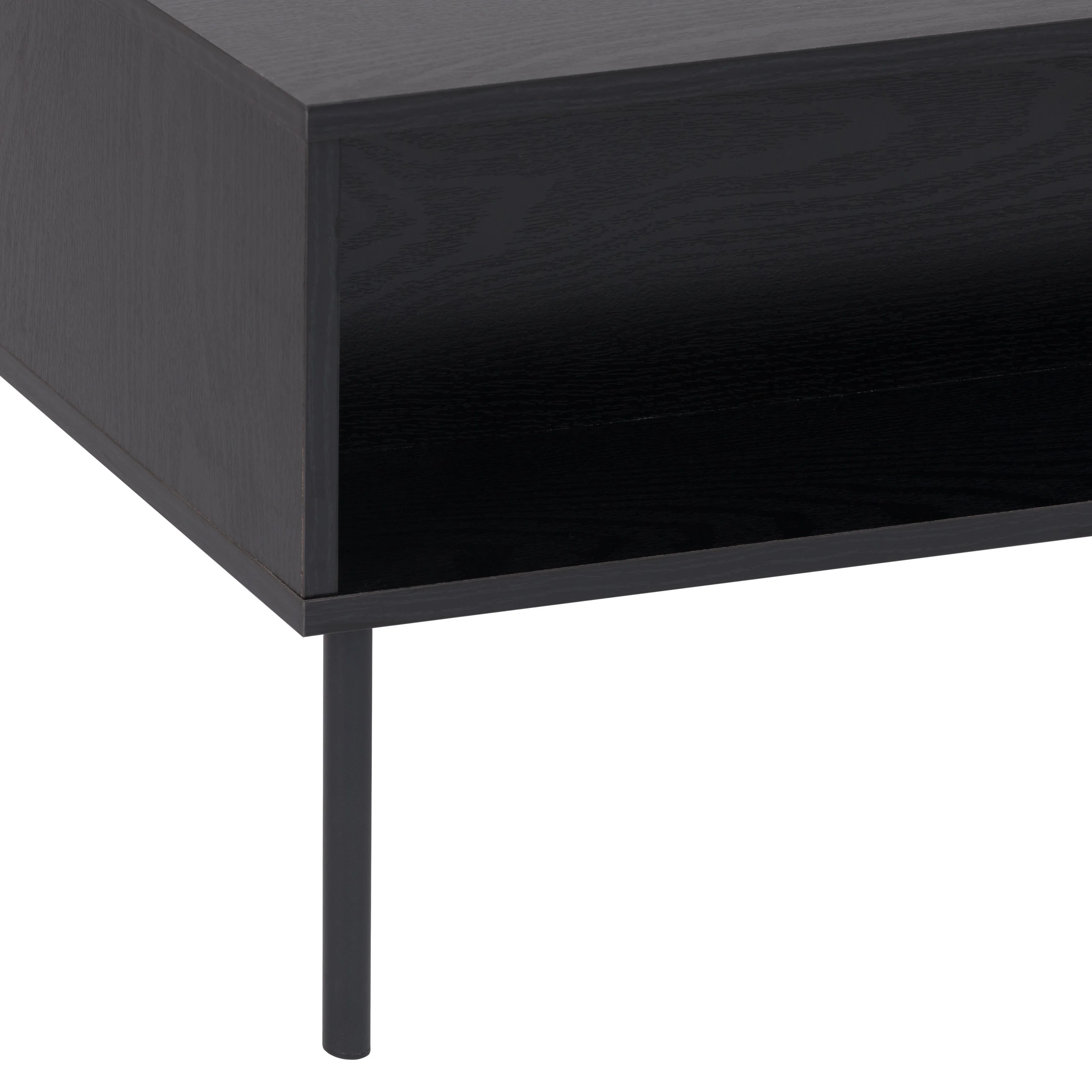 Evander Classic Black Fluted Engineered Wood Coffee Table with Metal Legs