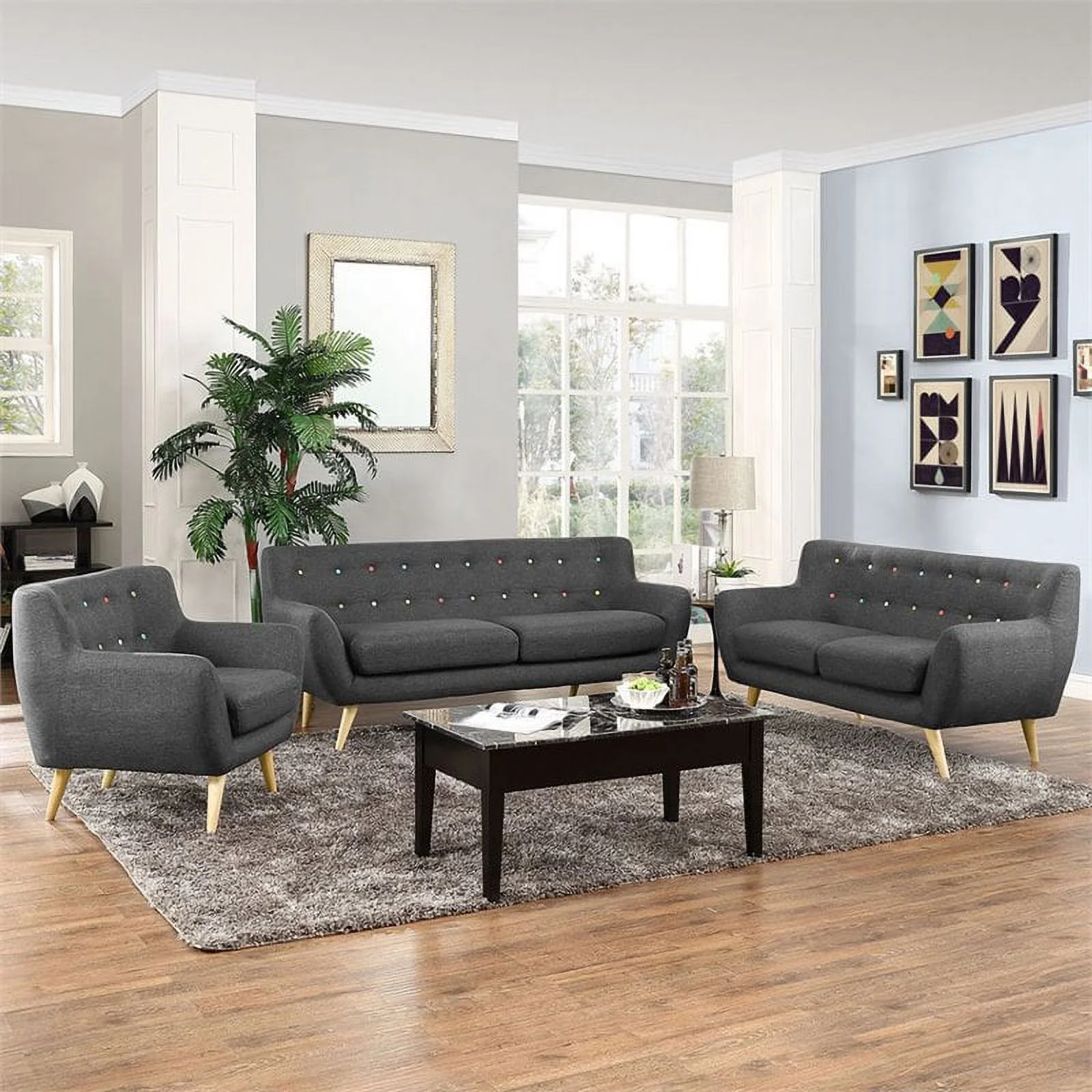 Allora 3 Piece Sofa Set in Gray