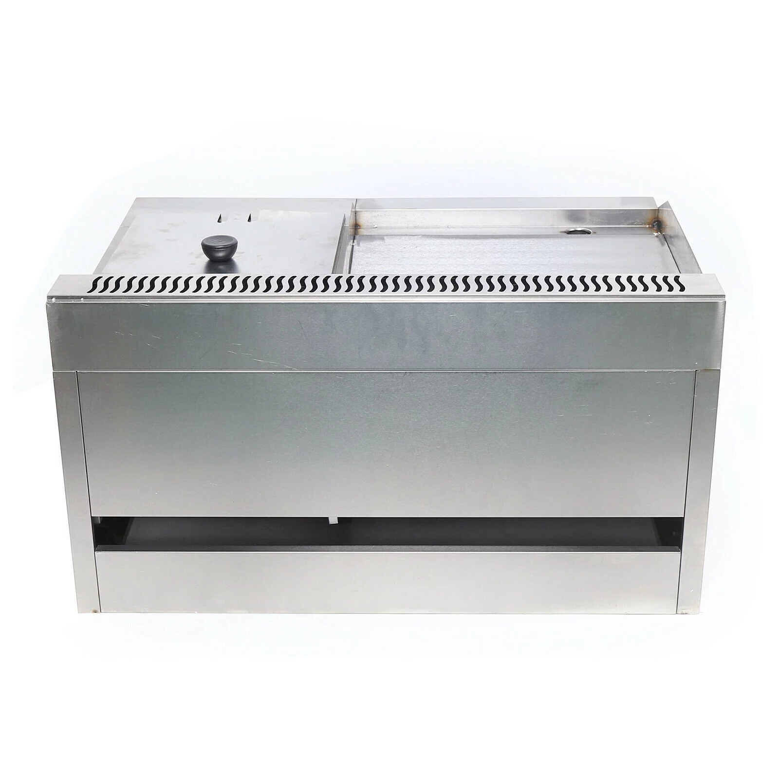 Mkyiongou Commercial Countertop 2-Burner Gas Griddle Flat Hotplate w/ Deep Fryer Combo