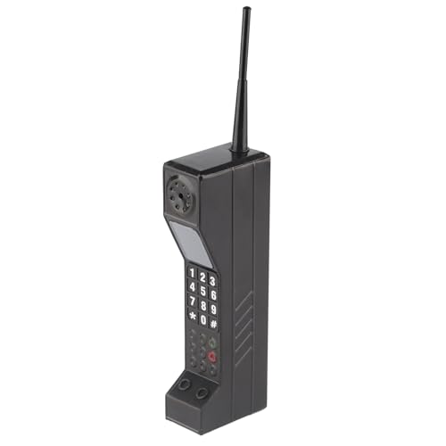 FLEXMAN Retro Brick Cell Phone Ornament, Portable Metal Vintage Cellular Phone Model, Old Fashioned Cell Phone Template for Home Office Table Decoration (Black)