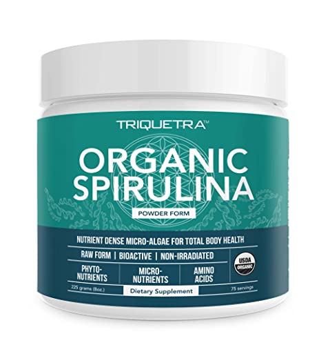 Organic Spirulina Powder - Made with Parry® Spirulina. The Best Spirulina in The World, Highest Nutrient Density - Non-Irradiated, 4 Organic Certifications, Vegan Farming Process (75 Servings - 8 oz.)