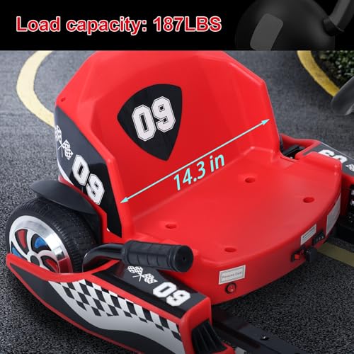 36V Kids Electric Drift Kart, Adjustable Go Kart with 350W Motor, Hand Brake & Non-Skid, WheelsDrift/Sport Modes, 187LB Max Weight, Outdoor Riding Toys for 8-12 Years Olds Red