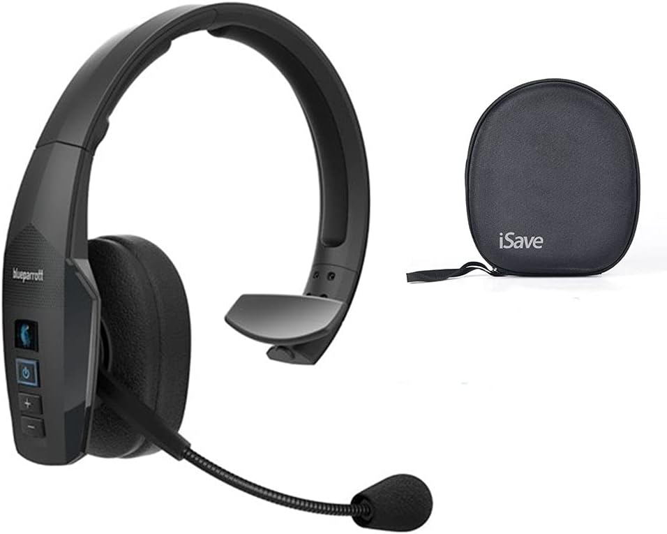 BlueParrott B250-XTS (203890) Noise Cancelling Wireless Bluetooth Headset w/ iSave Protective Carrying Case with 20 Hours of Talk time