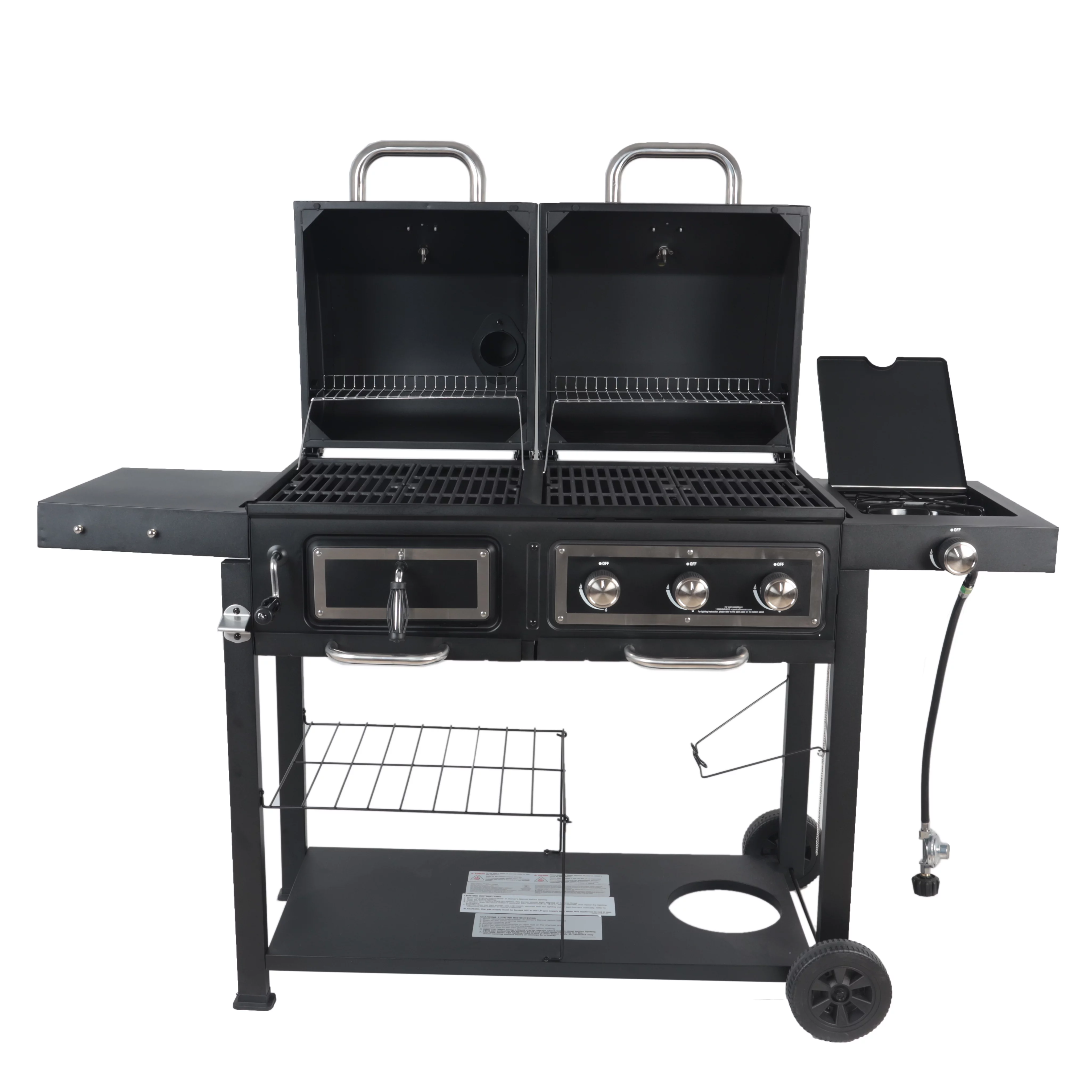 RevoAce Dual Fuel Gas & Charcoal Combo Grill, Black with Stainless