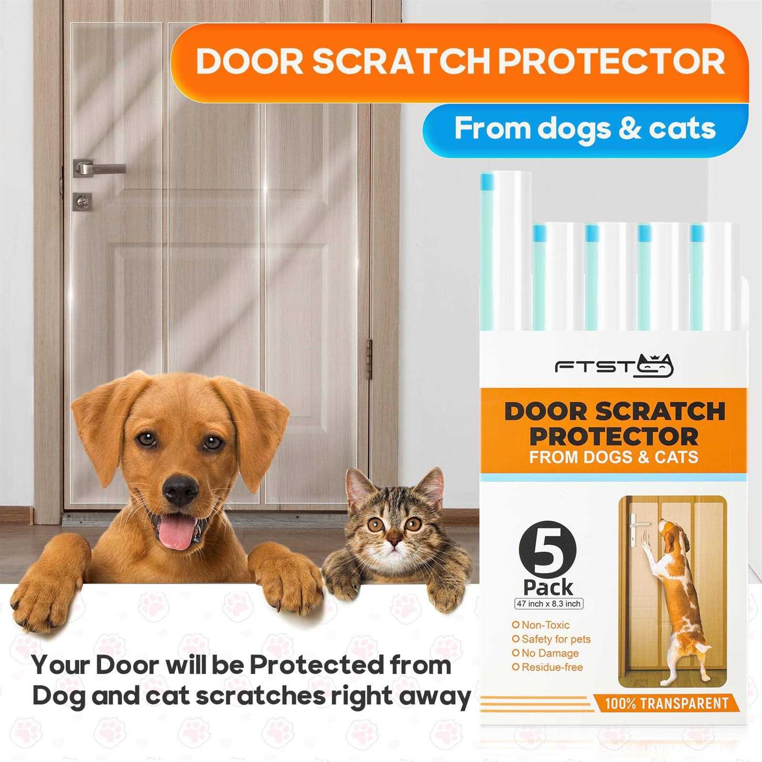 FTSTC 5-Pack Door Protector from Dog Scratching 5 x 47 x 8.3 Cat Scratch Door Frame Protector Anti Dog Scratch - Pet Supplies online store