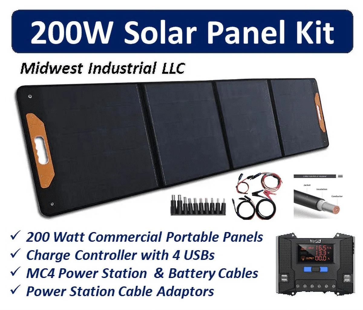 200 Watt Portable Commercial Grade Solar Panel Kit