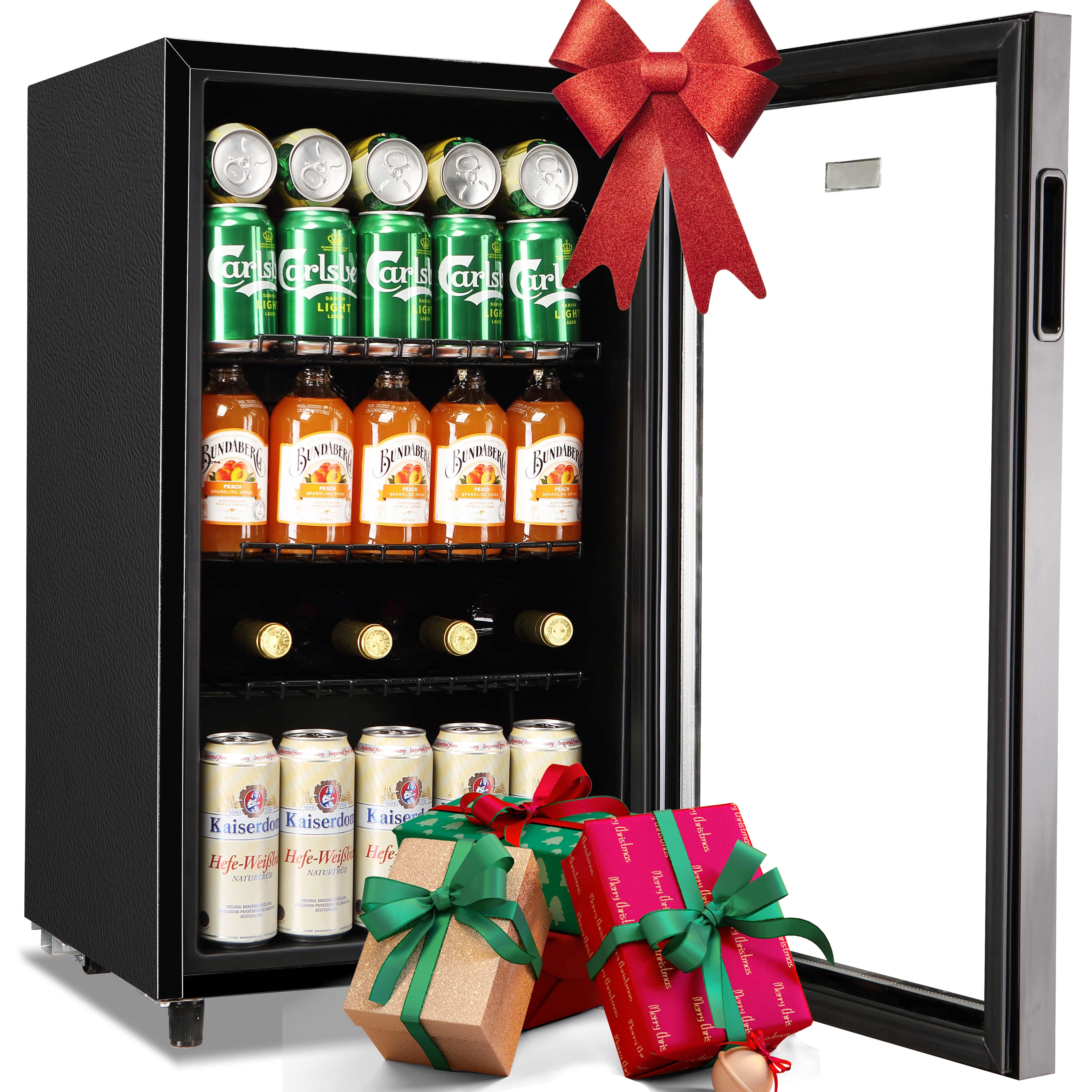 WANAI Beverage Refrigerator Cooler Glass Door 125 Can Beer Fridge for Soda Beer