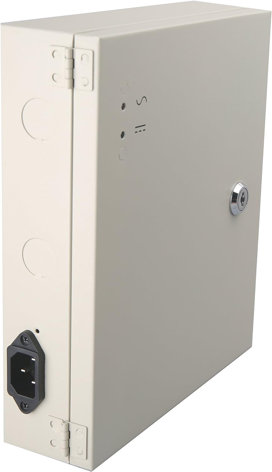 EVERSECU 18 Channel DC12V 20 Amp Reset Fuse CCTV DC Distributed Power Box with AC Plug and Lock for Security Cameras, DVRs, CCTV Power Supply