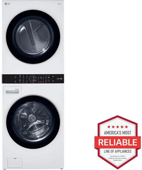 LG WKG101HWA Front Load White Stacked Unit with 4.5 cu. ft. Washer & 7.4 cu. ft. Dryer