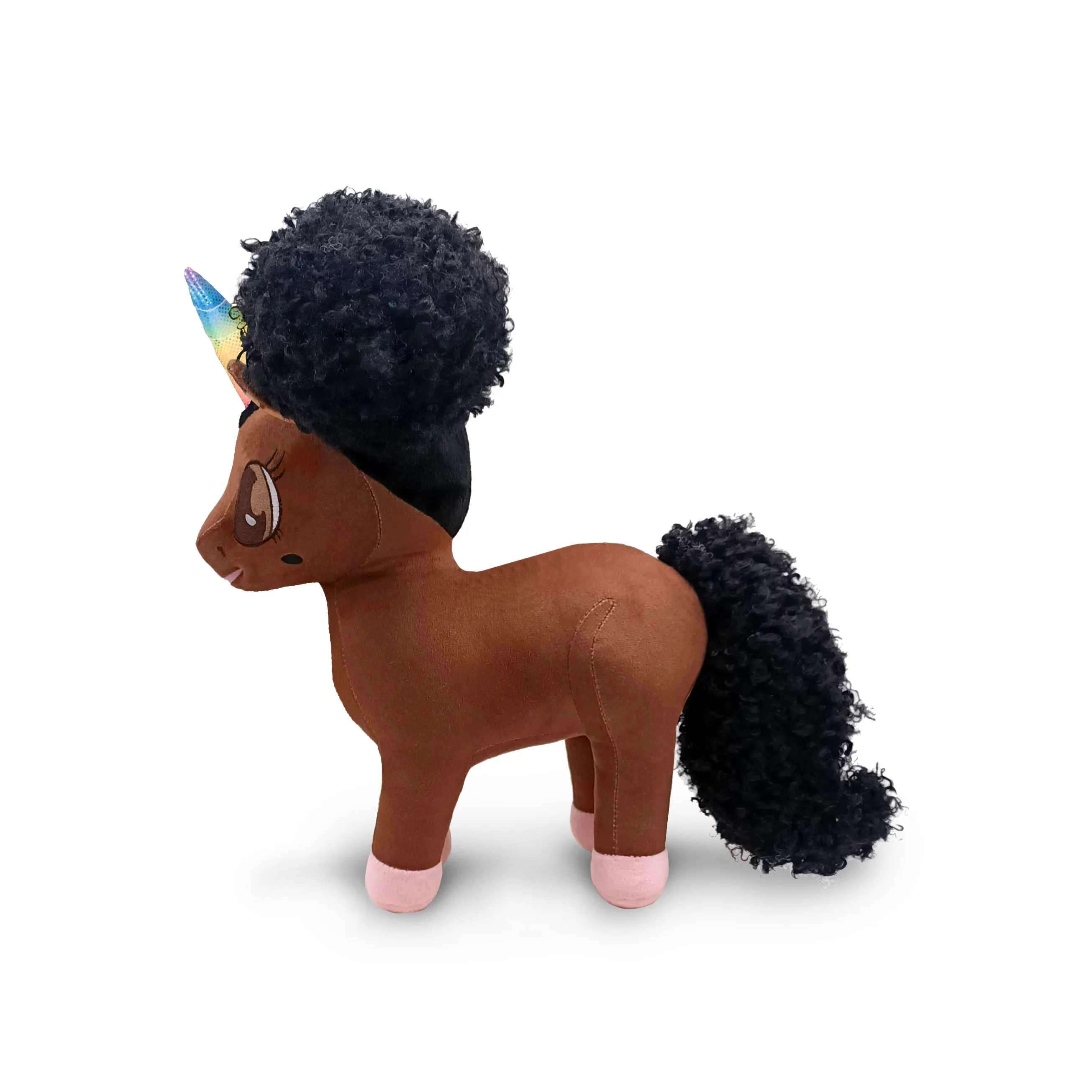 Chloe, Black Unicorn Plush Toy with Brown Eyes- 15 inch