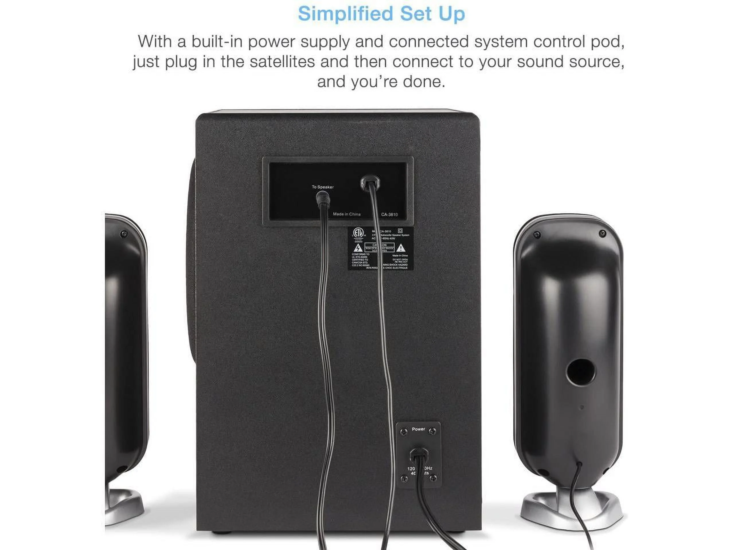 Cyber Acoustics CA-3810 2.1 Speaker System 40 W RMS CA3810