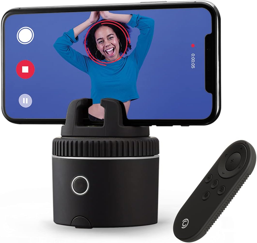 Pivo Pod Active (Pod Silver) with Remote - Fast Auto Tracking Phone Holder Powered by AI - 360 Rotation Camera Stand - Active Lifestyle Outdoors Sports & Horse Riding