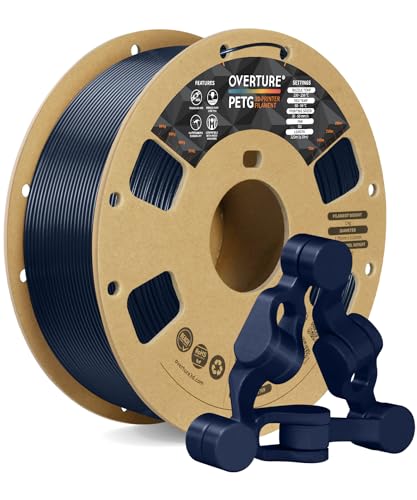 OVERTURE PETG 3D Printer Filament 1.75mm, Neatly Wound Durable PETG 2kg Spool (4.4lbs), Strong Toughness Filament, Dimensional Accuracy +/- 0.02mm, Fit Most FDM Printers (Black (2-Pack))