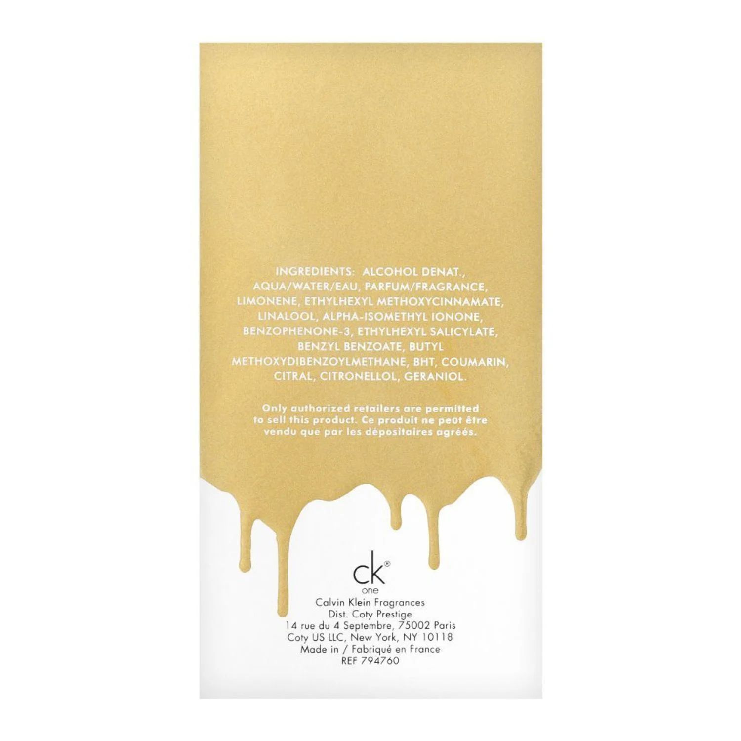 Calvin Klein One Gold Eau de Toilette Spray 100ml/3.4oz