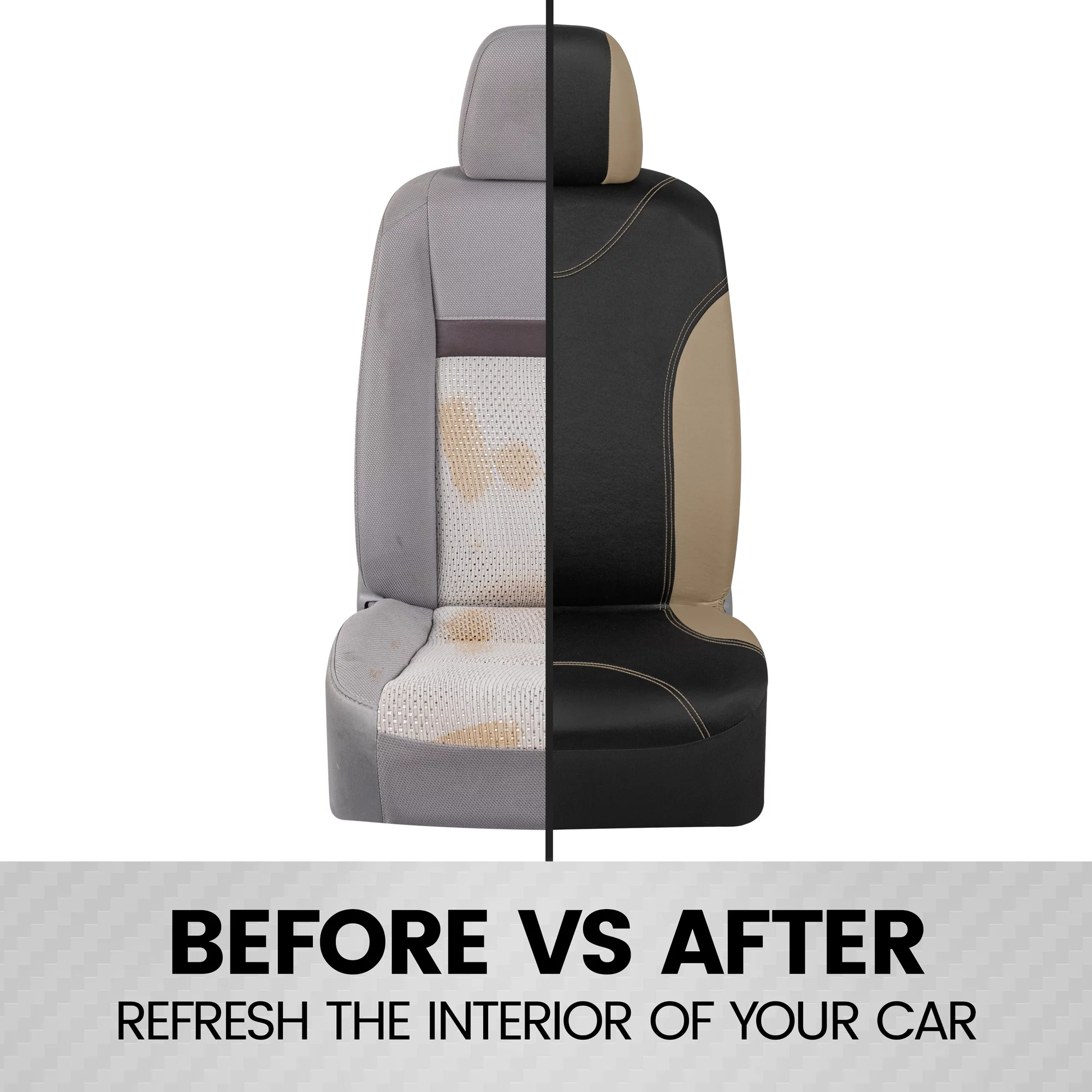 BDK Sleek and Stylish Car Seat Covers, Split Bench Option, 5 Headrests, Side Airbag Compatible