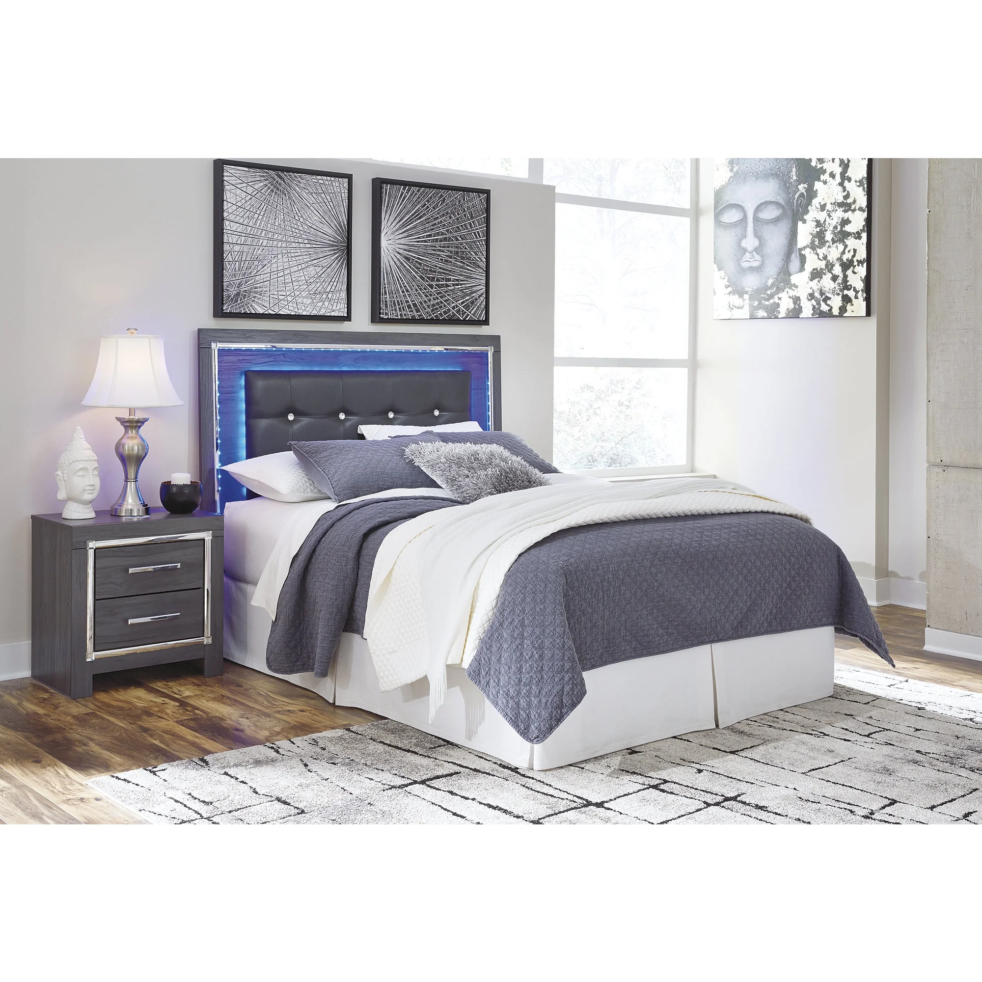 Signature Design by Ashley Lodanna Queen Upholstered Panel Headboard Gray (Headboard Only)