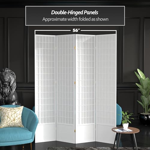 Red Lantern 7 ft. Tall Window Pane Shoji Screen-White-3 Panels Room Divider