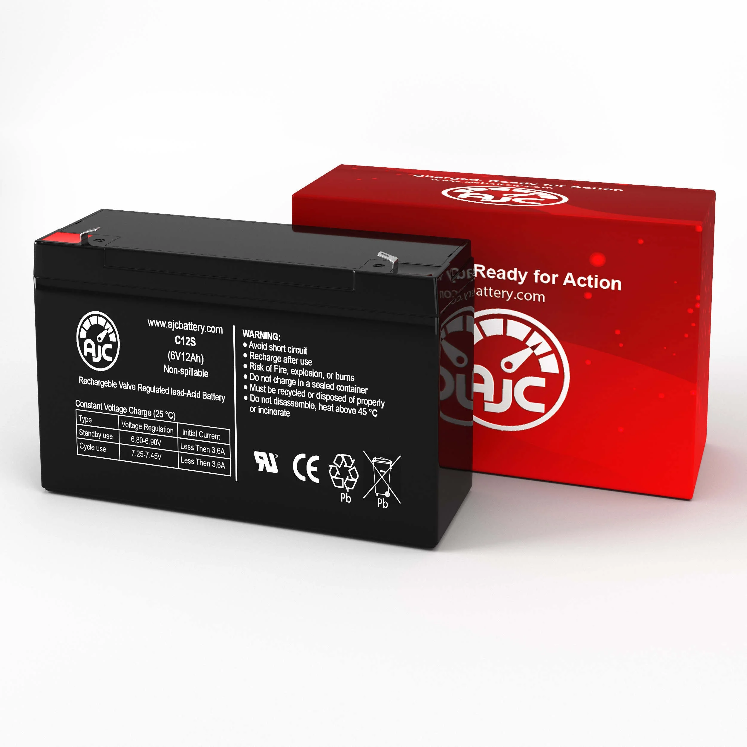 Ambu COM 1 Cardiac Output Computer 6V 12Ah Medical Battery - This Is an AJC Brand Replacement
