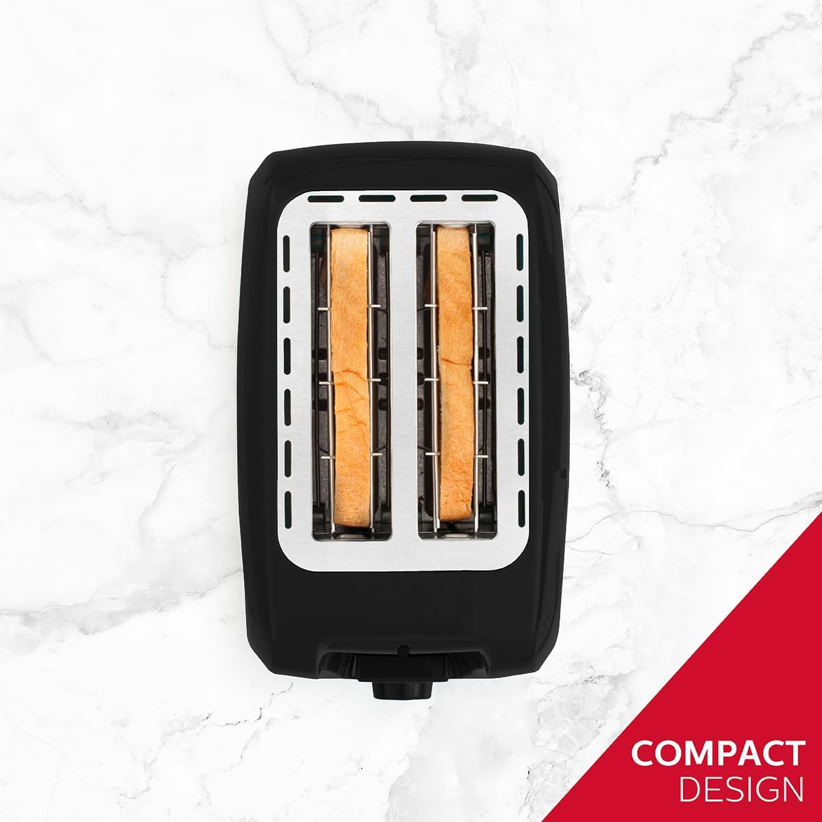 Holstein Housewares 2-Slice Toaster with 7 Browning Control Settings, Black - Great to Toast Bread, Bagels and Waffles