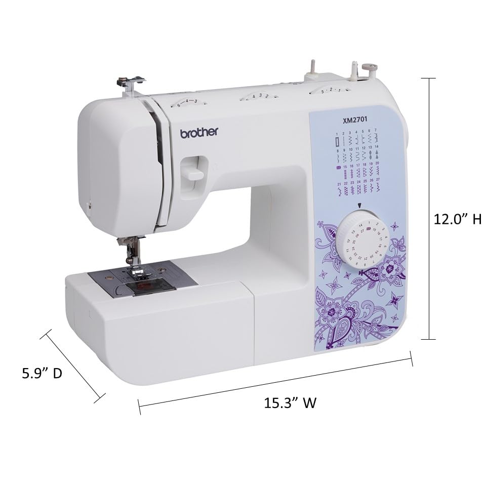 Brother XM2701 Sewing Machine, Lightweight, Full Featured, 27 Stitches, 6 Included Feet