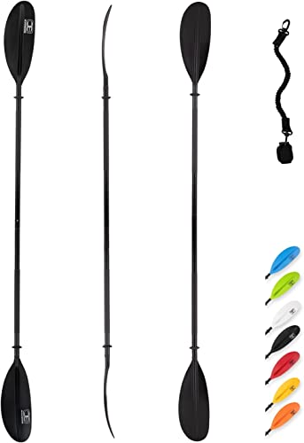 OCEANBROAD Kayak Paddle 86in/218cm, 90.5in/230cm, 95in/241cm Alloy Shaft Kayaking Boating Canoeing Oar with Paddle Leash