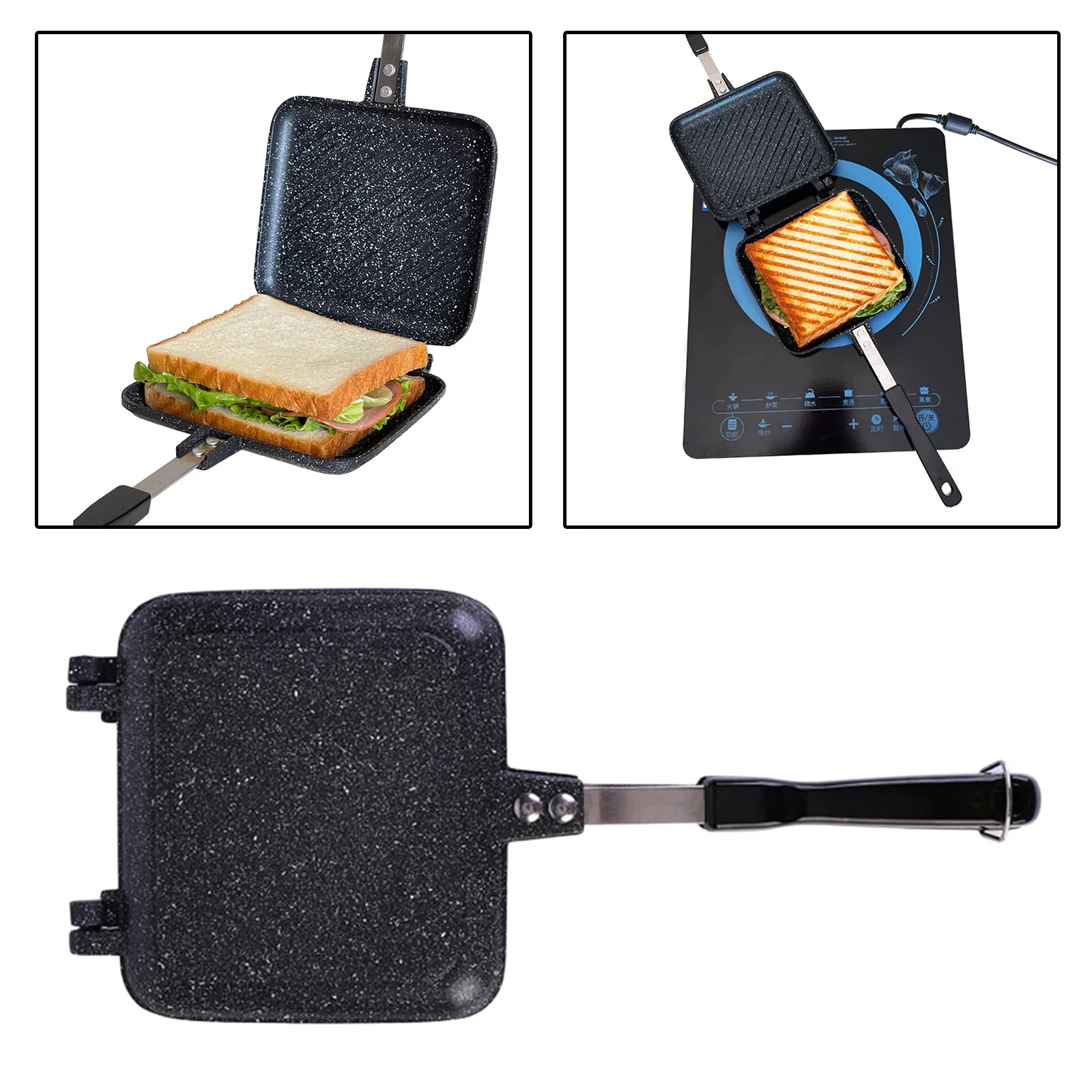 Gas Sandwich Maker Aluminum Bread Toast Breakfast Machine Waffle Pancake Baking Barbecue Pan