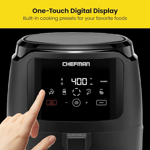 CHEFMAN 6 Quart Dual Basket Air Fryer Oven with Easy View Windows, Sync Finish, Hi-Fry, Auto Shutoff, 2 Independent 3Qt Nonstick Dishwasher Safe Frying Baskets, Digital Double Air Fryer - Black