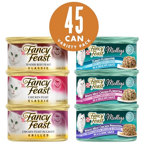 Purina Fancy Feast Wet Cat Food Variety Pack, Poultry & Beef Collection - (Pack of 45) 3 oz. Cans