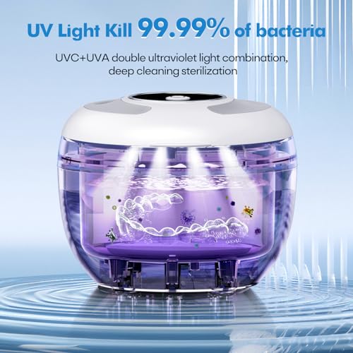 Upgraded Ultrasonic Retainer Cleaner Machine, 45kHz Ultrasonic Dentures Cleaner for Night Guards, Braces, Aligner, Toothbrush, Jewelry and More, 200ML Capacity, Black