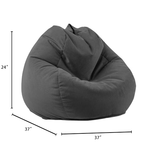 LPMOERA Bean Bag Chairs for Kids/Teens with Memory Foam Filling BeanBag with Handle Ultra Soft BeanBag Chair for Living Room Bedroom College Dorm Reading Chair Black