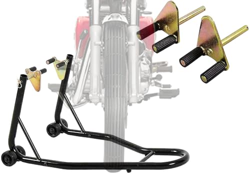 Motorcycle Front Wheel Lift Stand 485LBS Paddock Stands, Black (orignal fork head)