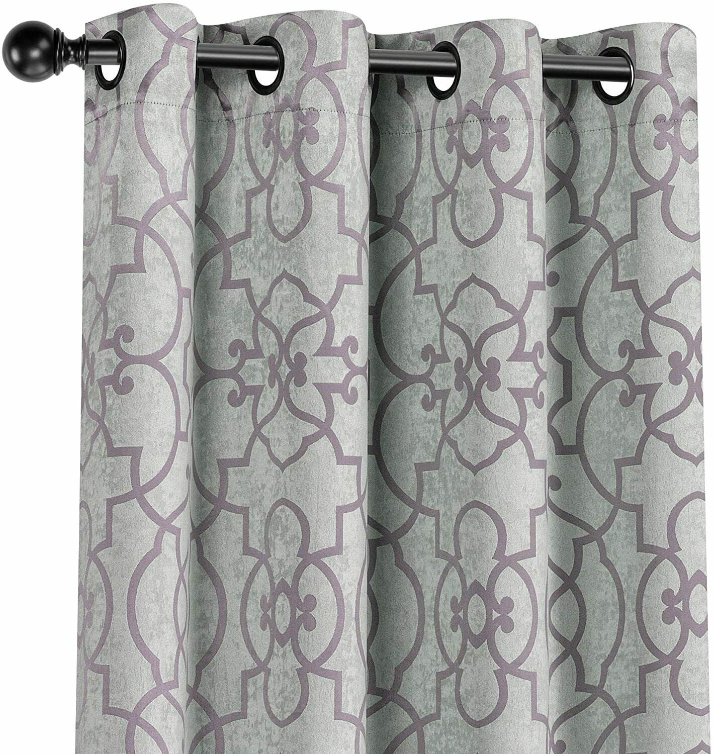 Kate Aurora Living 2 Pack Palladian Lattice Heavy Duty Thermal Room Darkening Curtain Panels - Purple, 84 in. Long