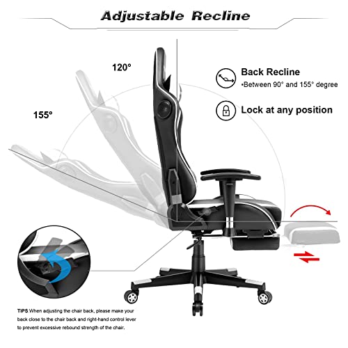 GTRACING Gaming Chair with Footrest Speakers Video Game Chair Bluetooth Music Heavy Duty Ergonomic Computer Office Desk Chair