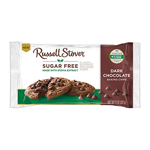 Russell Stover Sugar Free Dark Chocolate Baking Chips, Bag, brown, 8 ounce (pack of 1)