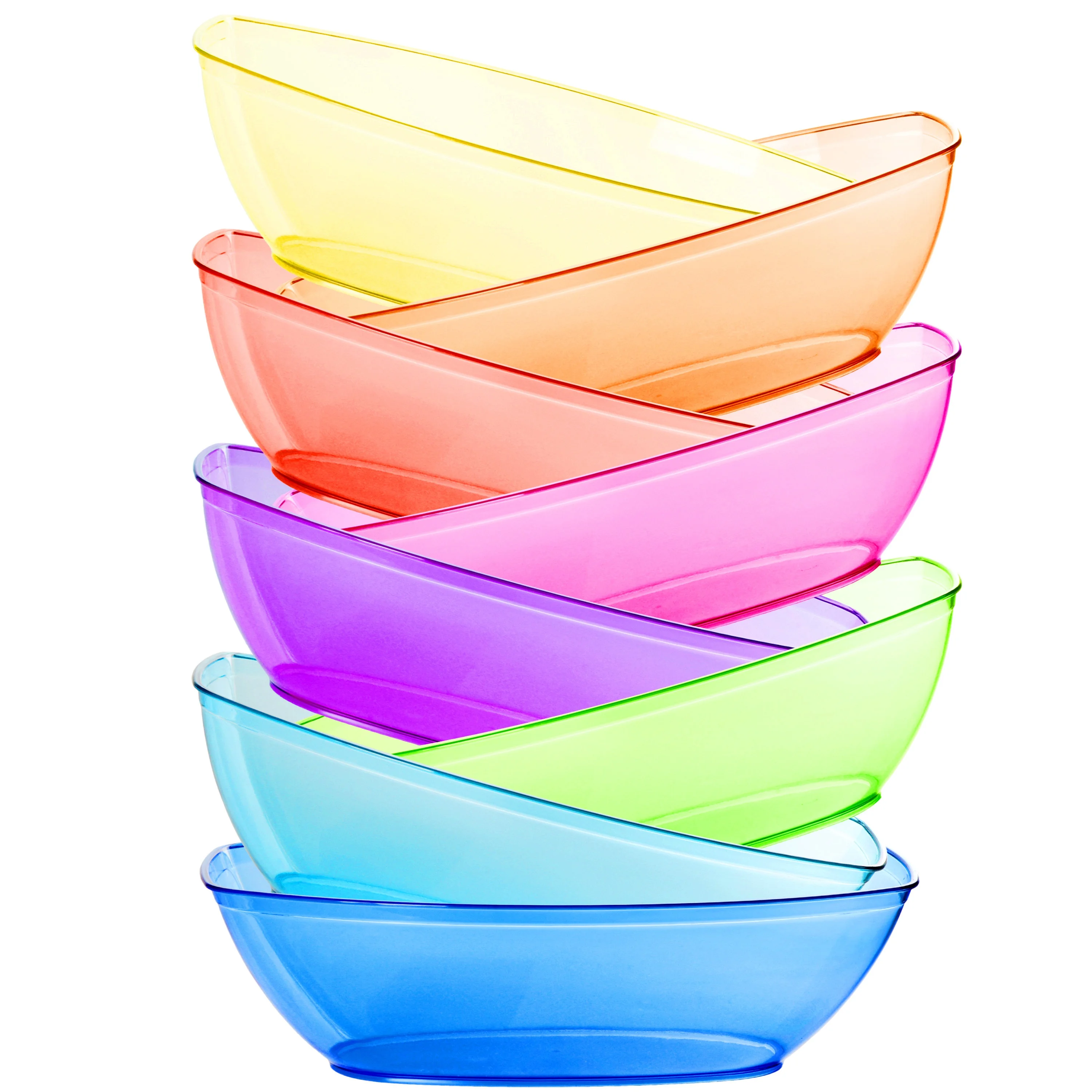 8 Pack 80 Ounce Luau Plastic Mixing and Serving Bowls, Popcorn Bowls, Salad Bowls, Chip and Dip Serving Bowls, Set of 8 - Rainbow YE431.296