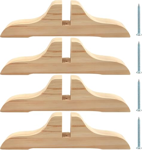 4pcs Folding Room Divider Stand,Wooden Room Divider Stand with Screws,Folding Privacy Screen Holder, Room Screen Holder Feet Partition for Hotel Home Office (Wood)