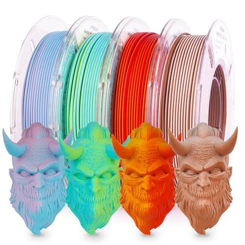 AMOLEN Silk PLA 3D Printer Filament Bundle, Shiny Dual Color Filament 1.75mm Pack, Multi Color Change 3D Printing Filament for Most FDM 3D Printer, 4 Spools 200g Each