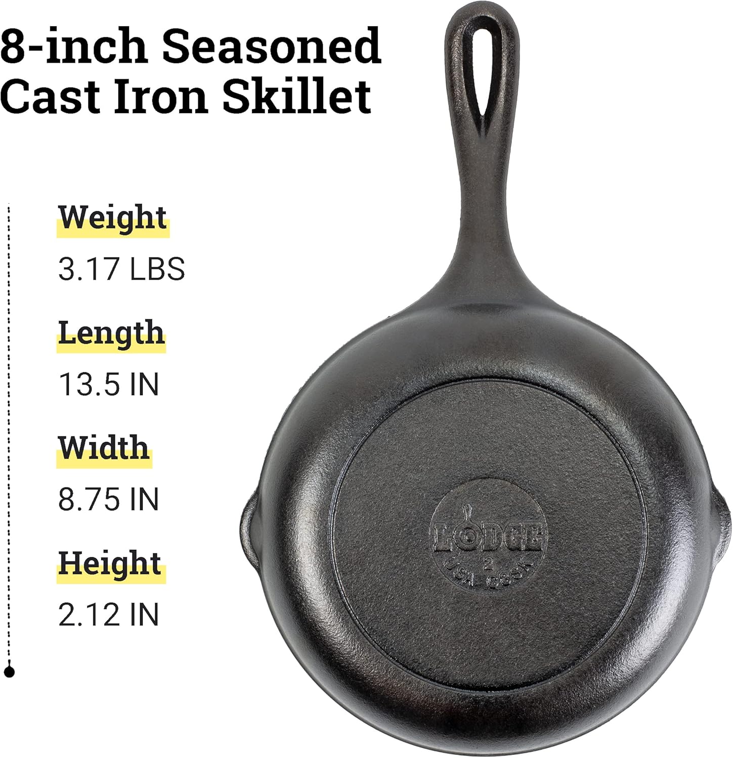 Lodge Cast Iron Chef Collection Skillet, Pre-seasoned - 8 in