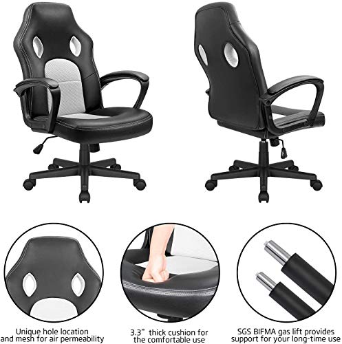 Office Gaming Chair High Back Leather Computer Chairs Ergonomic Height Adjustable Racing Game Desk Chair Executive Conference Task Chair (Blue)