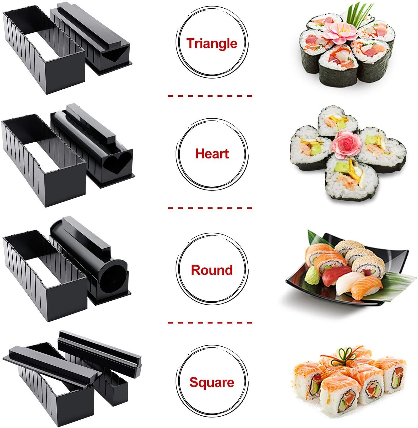 AGPTEK Sushi Maker Kit, 11pcs DIY Sushi Making Kit Roll Sushi Maker Rice Roll Mold for Kitchen DIY Easy To Use