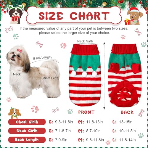 4 Pack Dog Christmas Sweater, Dog Christmas Outfit Holiday Sweater Reindeer Snowman Striped Knitted Clothes for Small Medium Large Doggies Pets(Medium)