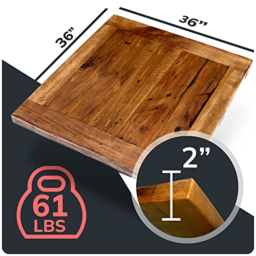 Reclaimed Wood Table Top - Rustic Recycled Solid Wooden Piece Perfect for Signs, Counters, Kitchens, Dining and Coffee Table Tops (Reclaimed Wood Table Top with Metal Edge, 24