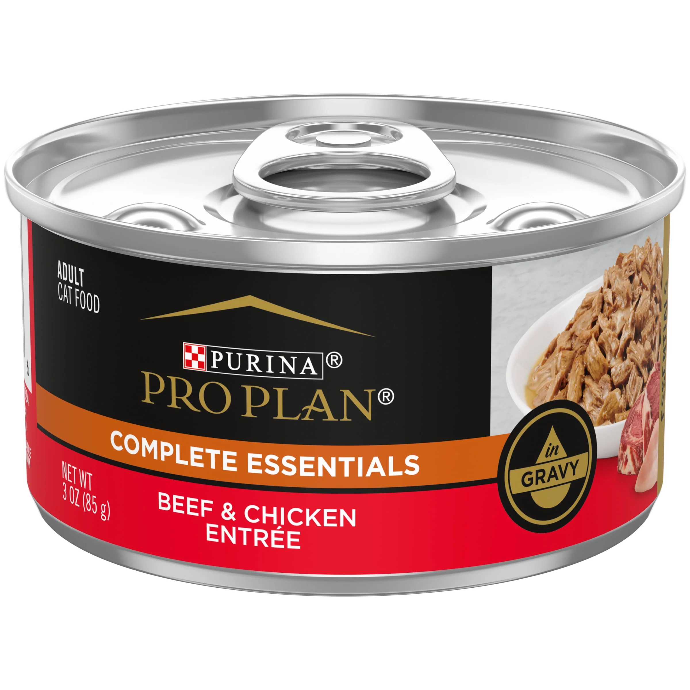 (24 Pack) Purina Pro Plan High Protein Cat Food Wet Gravy, Beef and Chicken Entree, 3 oz. Pull-Top Cans