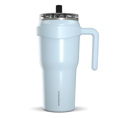 Hydrapeak Roadster 40oz Stainless Steel Tumbler Double Wall Vacuum Insulated Water Bottle With Handle And 2 in 1 Straw Lid (Aqua)