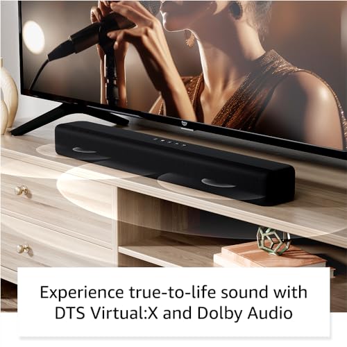 Amazon Fire TV Soundbar (newest model), 2.0 speaker with DTS Virtual:X and Dolby Audio, Bluetooth connectivity